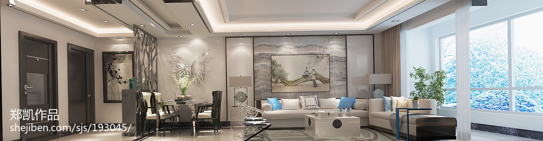 大气100平中式样板间客厅设计案例中式现代客厅设计图片赏析