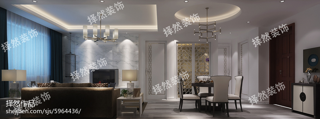 2018精选面积95平中式三居客厅装修设计效果图片欣赏中式现代客厅设计图片赏析