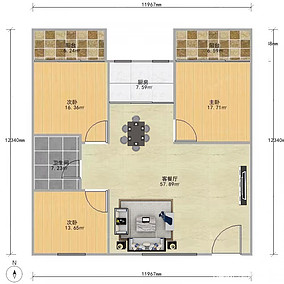 98㎡原木风旧改天河黄埔大道中华江花园装修图大全